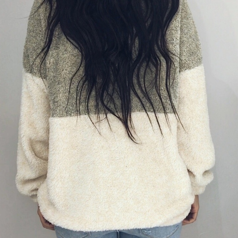 🆕 Camila Lime/Taupe+Cream Fuzzy Pullover - Picture 3 of 8